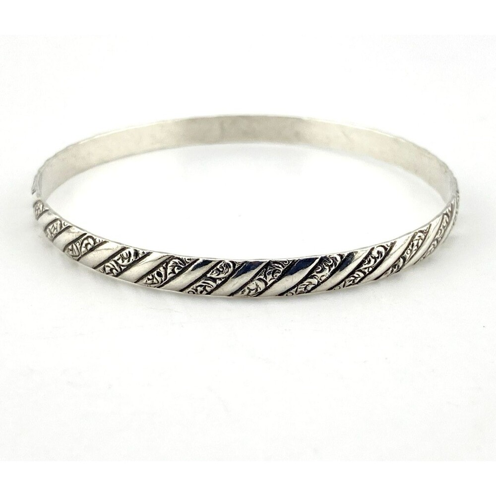 Vintage Danecraft Sterling Silver Spiral Scroll Bangle Bracelet Size 7.75